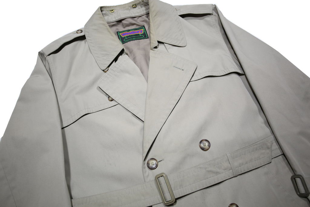 WESTBURY Mens Beige Woven Classic Coat XL Button Closure Long Sleeve Belted