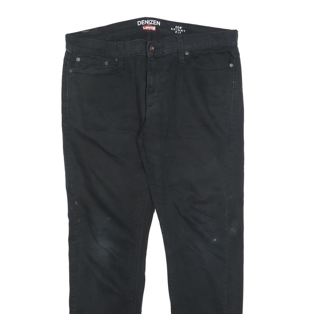 LEVI'S Mens Black Cotton Blend Slim Zip Trousers W36 L32 Denim Skinny Fit