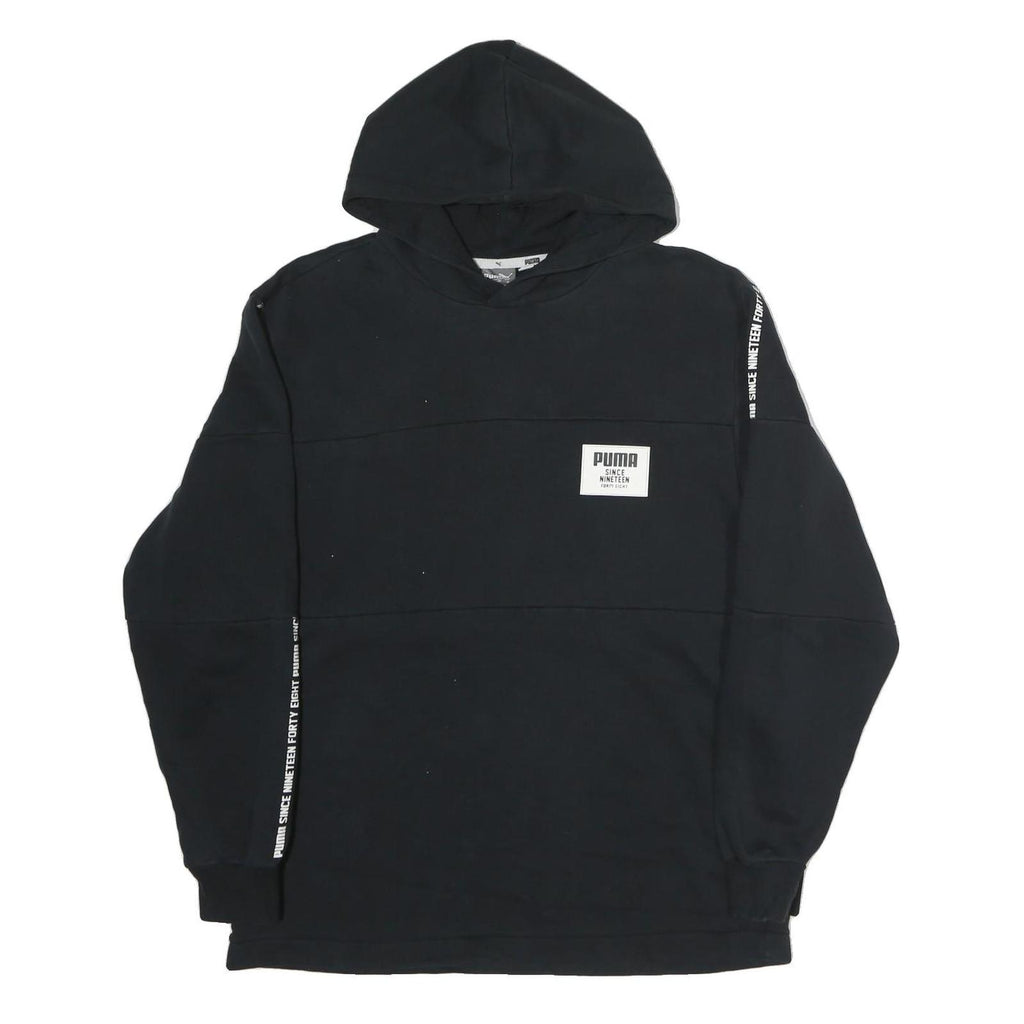 PUMA Mens Black Cotton Hoodie M Printed Logo Casual Streetwear Sweatshirt