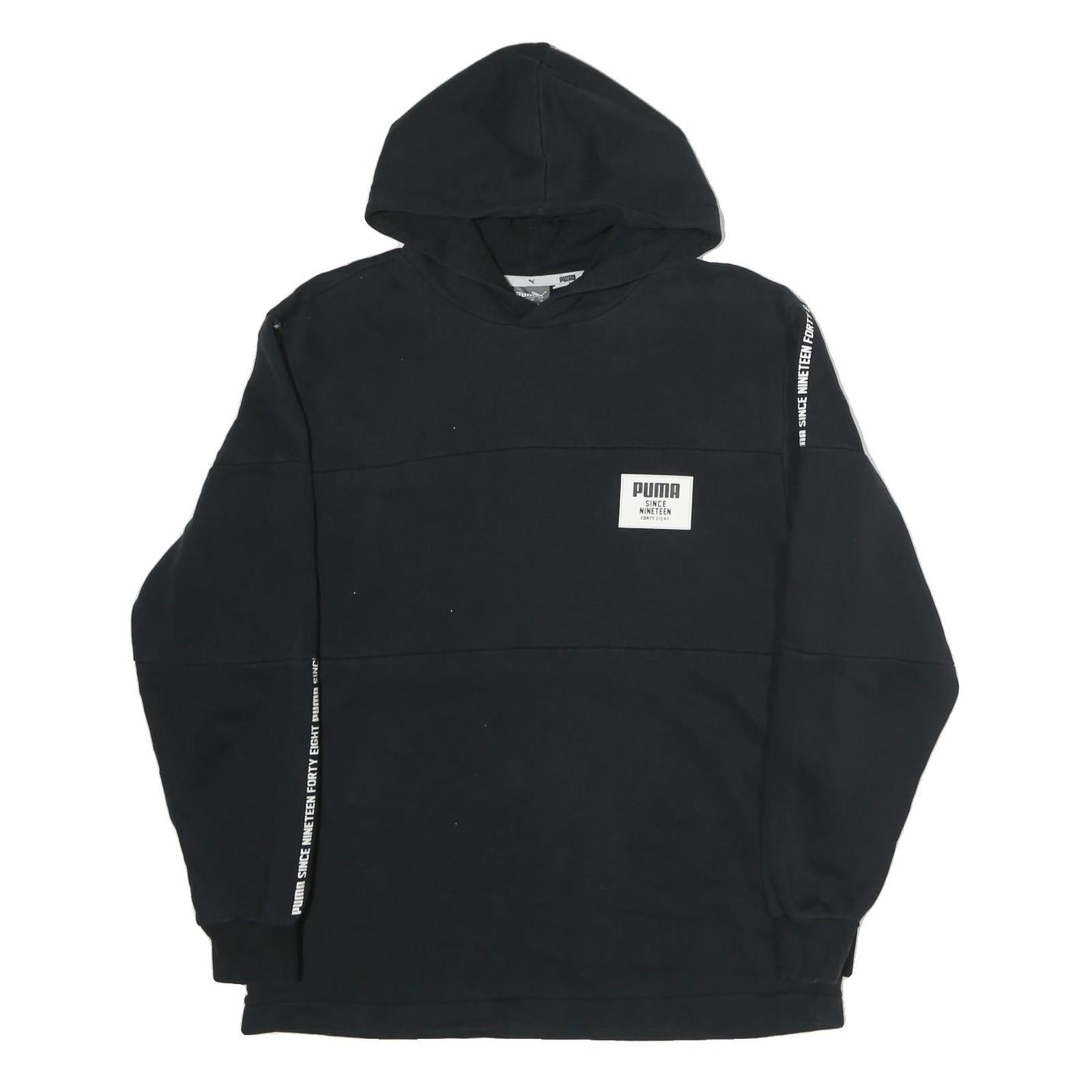 PUMA Mens Black Cotton Hoodie M Printed Logo Casual Streetwear Sweatshirt