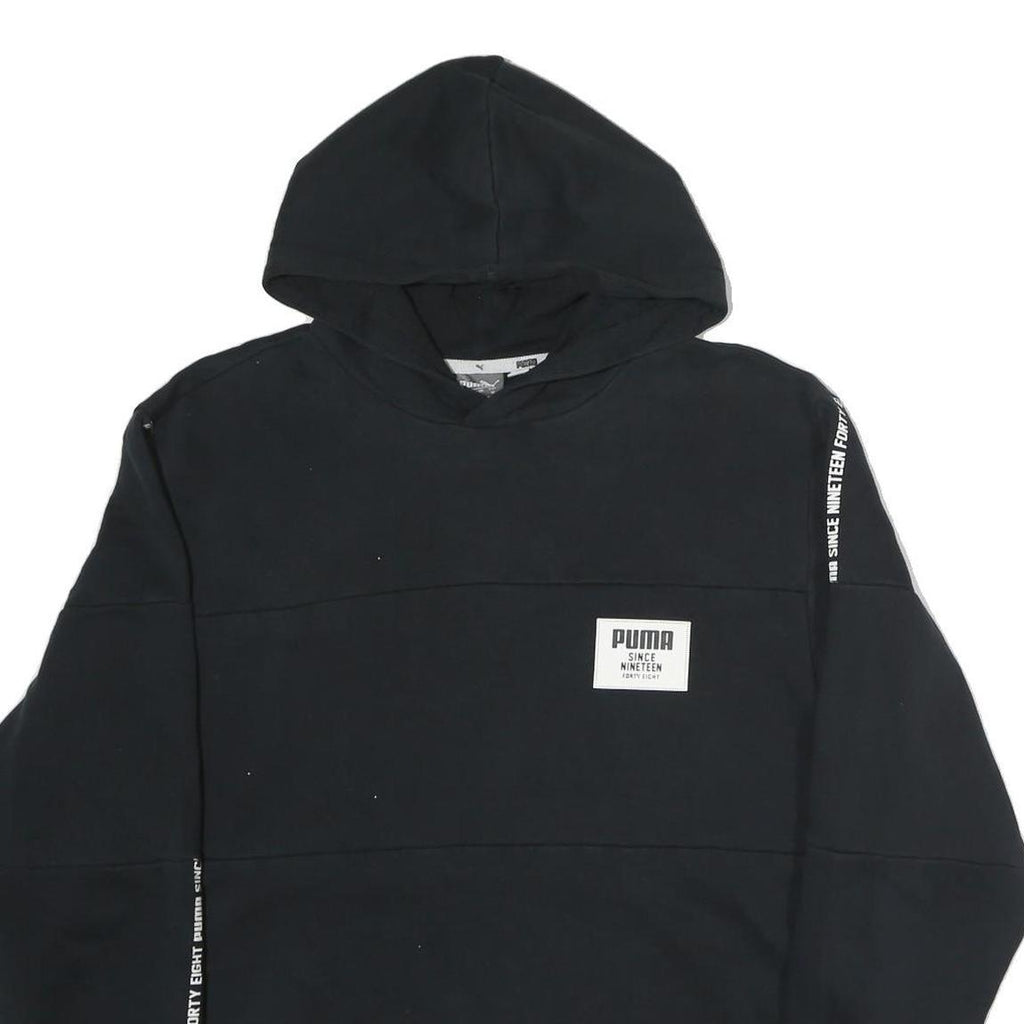 PUMA Mens Black Cotton Hoodie M Printed Logo Casual Streetwear Sweatshirt