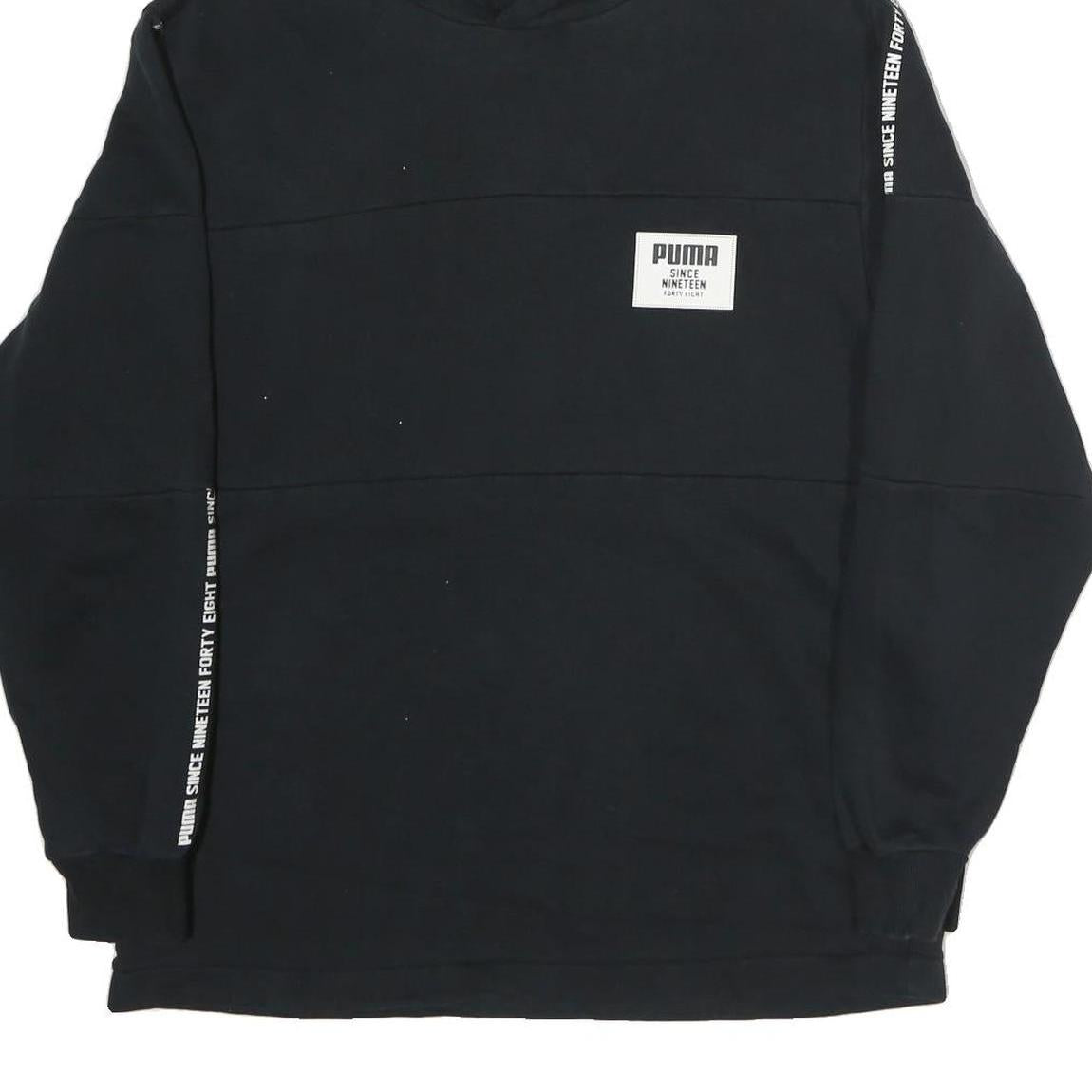 PUMA Mens Black Cotton Hoodie M Printed Logo Casual Streetwear Sweatshirt