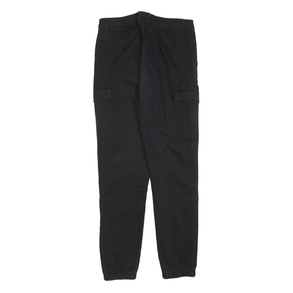 TALLY WEIJL Womens Cotton Blend Black Slim Cargo Trousers W30 L28 Stylish Casual