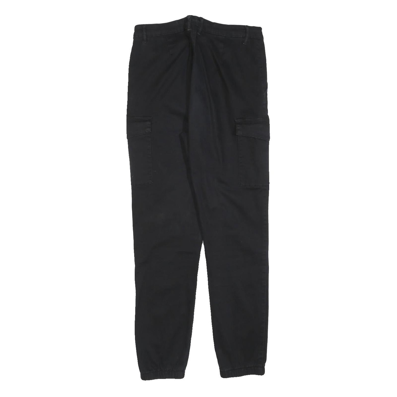 TALLY WEIJL Womens Cotton Blend Black Slim Cargo Trousers W30 L28 Stylish Casual
