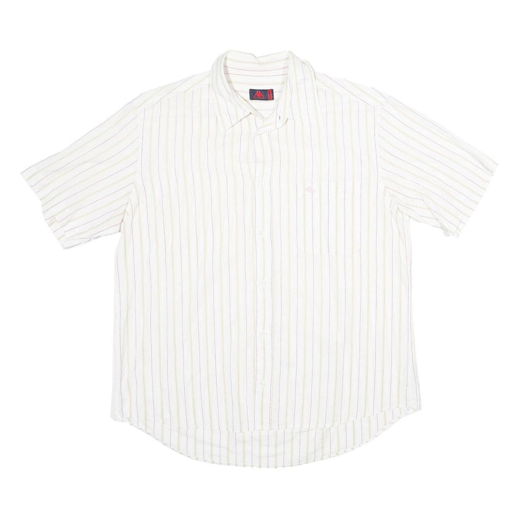 KAPPA Mens White & Beige Striped Shirt XL Casual Cotton Button Down