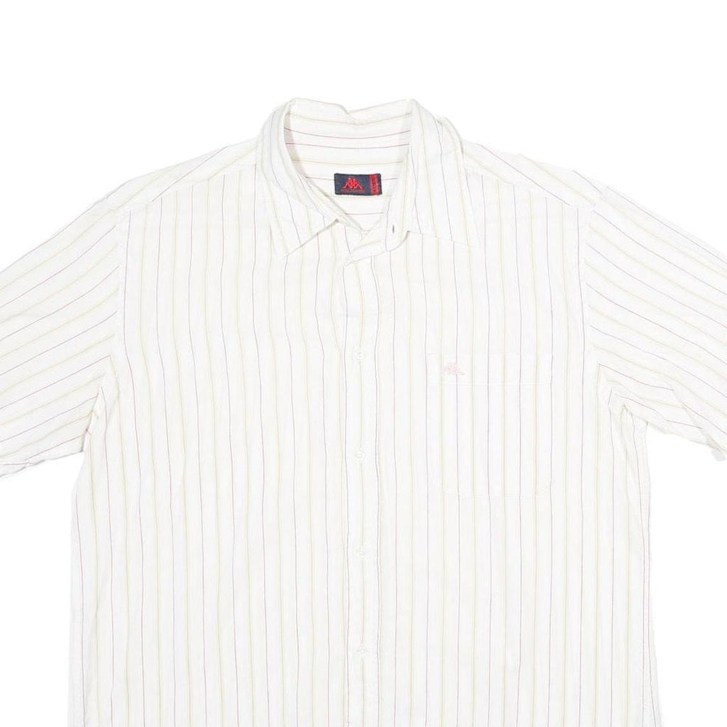 KAPPA Mens White & Beige Striped Shirt XL Casual Cotton Button Down