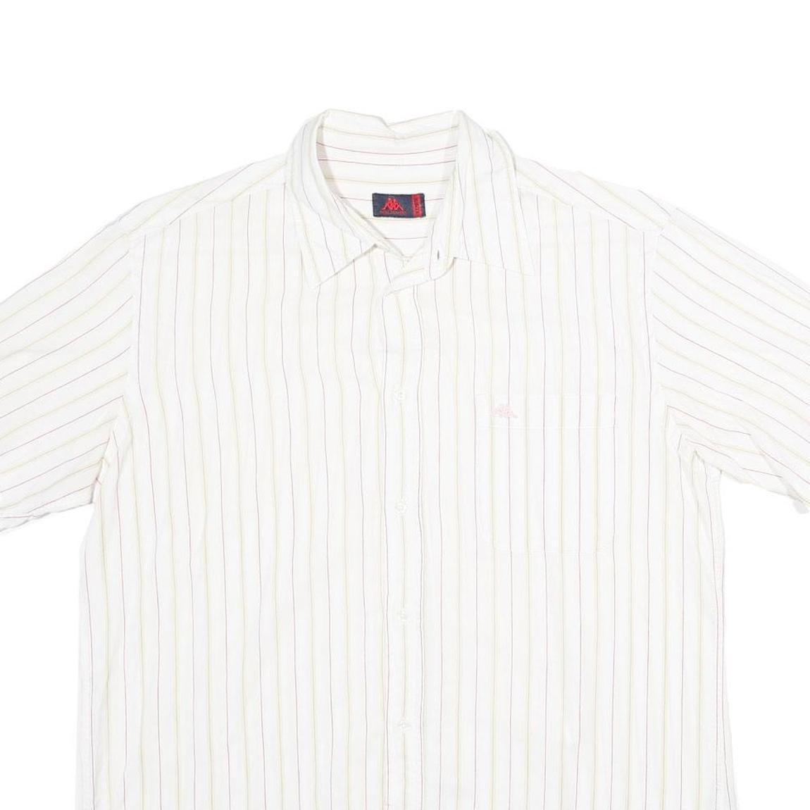 KAPPA Mens White & Beige Striped Shirt XL Casual Cotton Button Down