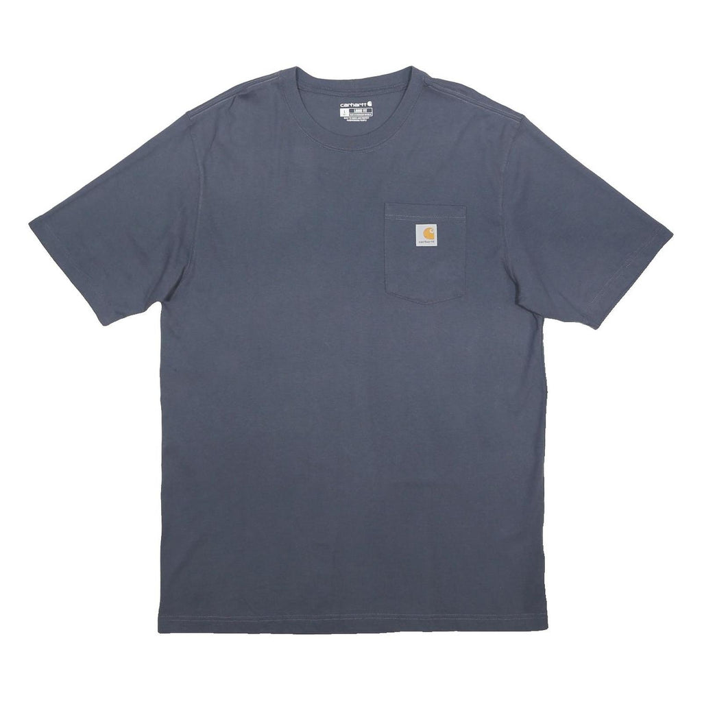 CARHARTT Mens Blue & Yellow Pocket T-Shirt L Short Sleeve Crew Neck Cotton