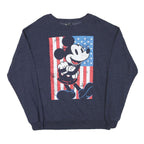 MICKEY MOUSE Mens Blue Sweatshirt Crew Neck S Cotton Blend Cartoon Graphic