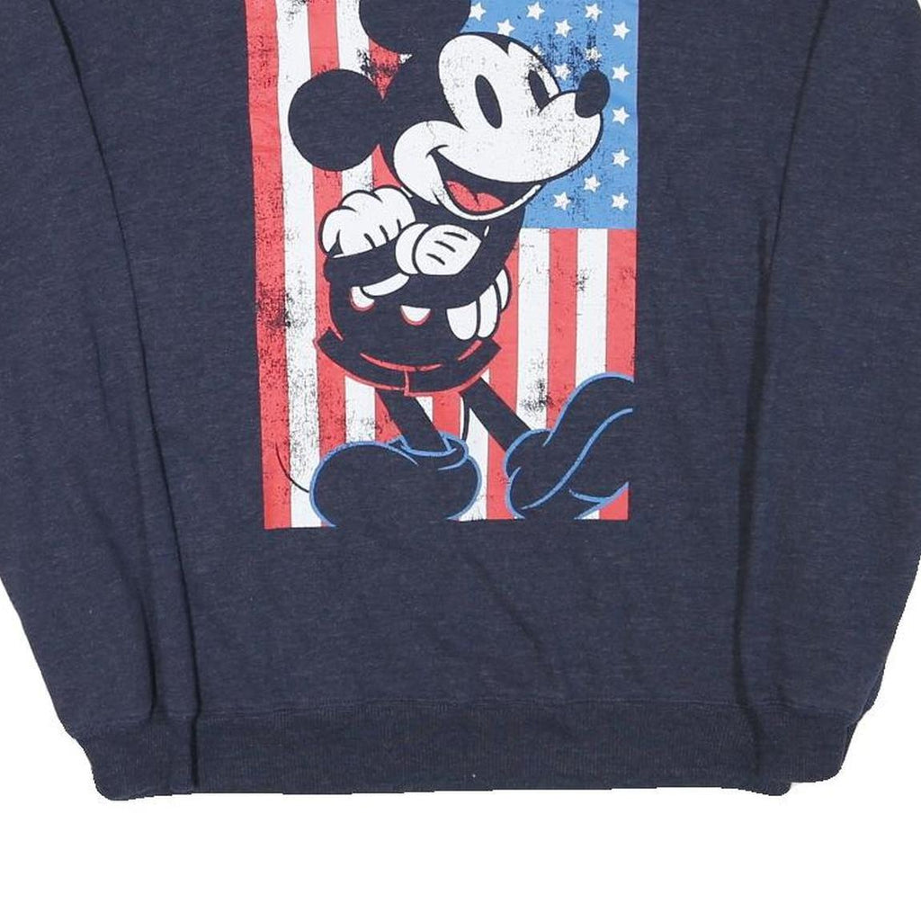 MICKEY MOUSE Mens Blue Sweatshirt Crew Neck S Cotton Blend Cartoon Graphic