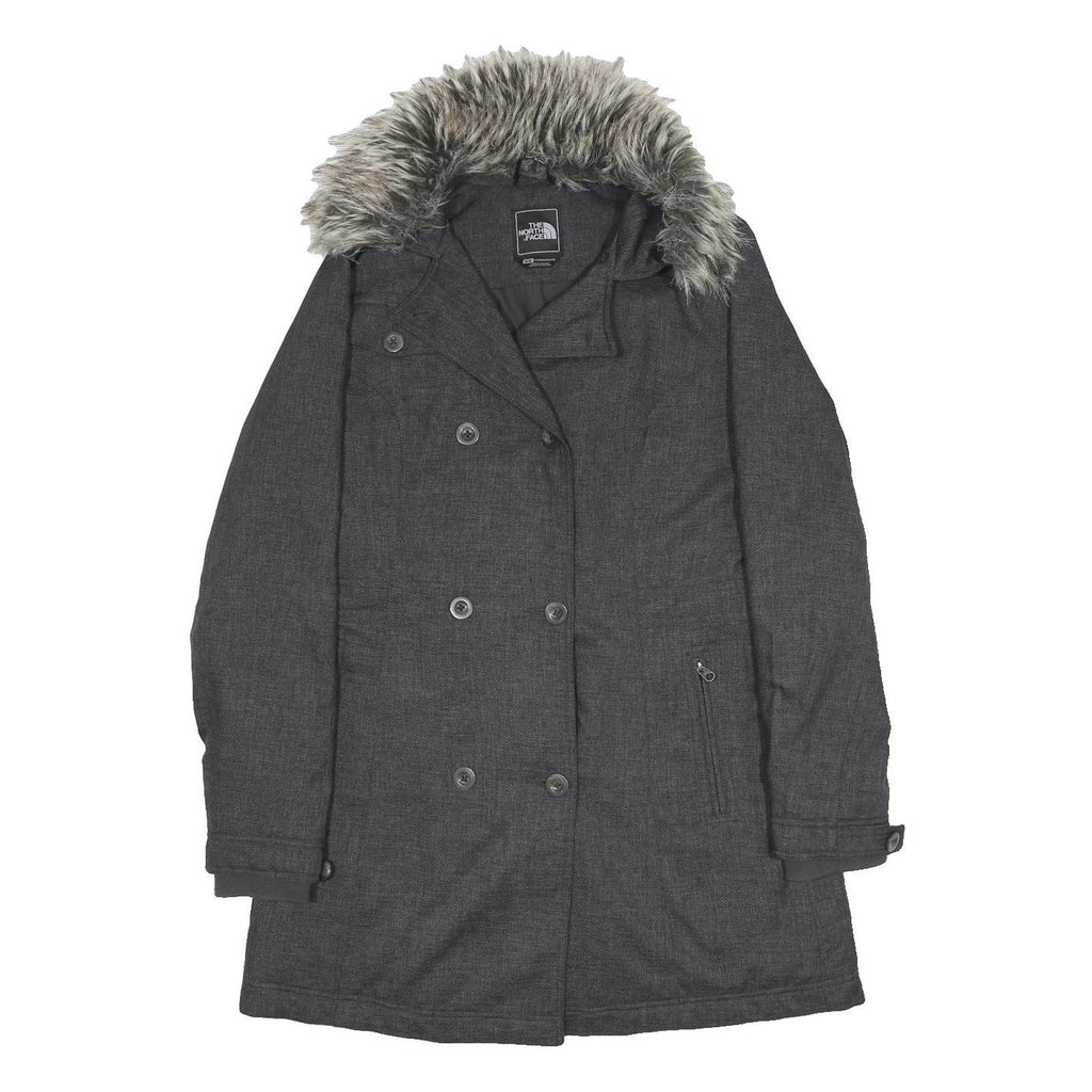 THE NORTH FACE Womens Grey Jacket M Polyester Blend Wool Look Zip Closure Faux