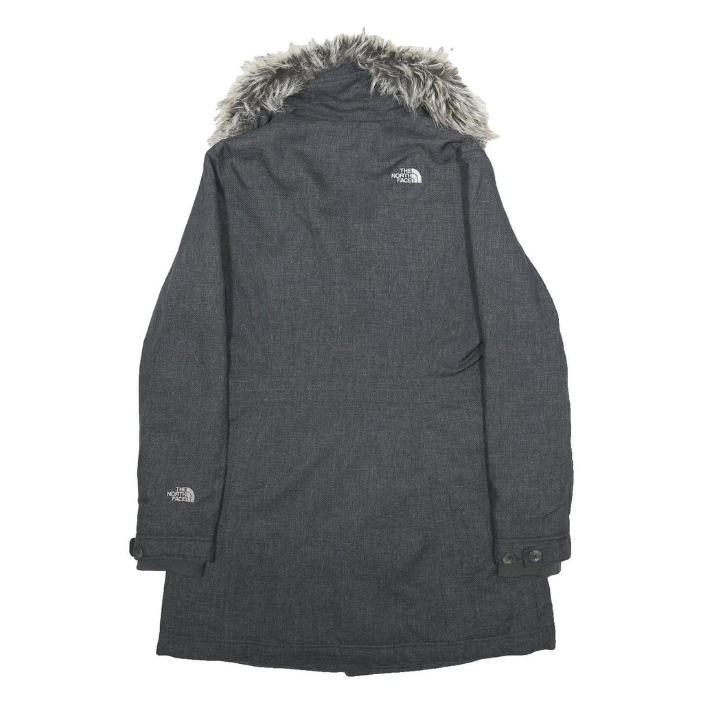 THE NORTH FACE Womens Grey Jacket M Polyester Blend Wool Look Zip Closure Faux