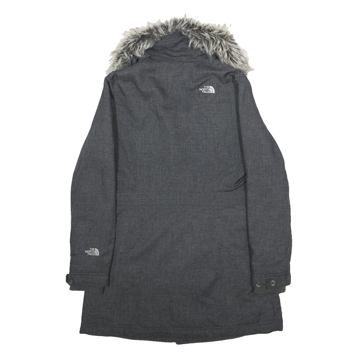 THE NORTH FACE Womens Grey Jacket M Polyester Blend Wool Look Zip Closure Faux