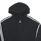 ADIDAS Womens Black Cropped Hoodie UK 12 Cotton Blend Casual Sports Sweatshirt