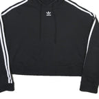 ADIDAS Womens Black Cropped Hoodie UK 12 Cotton Blend Casual Sports Sweatshirt