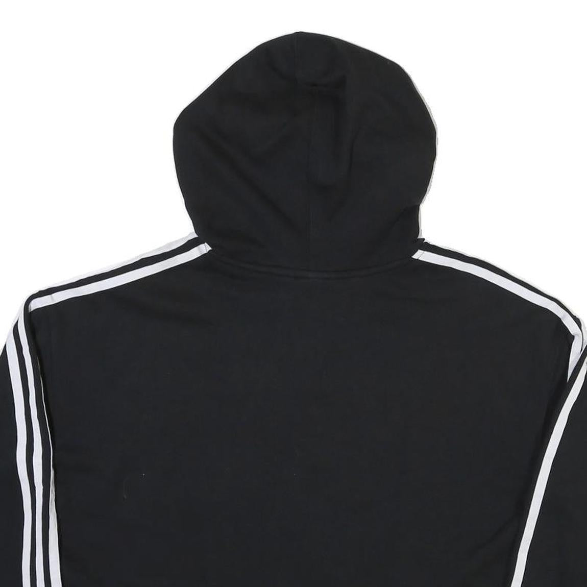 ADIDAS Womens Black Cropped Hoodie UK 12 Cotton Blend Casual Sports Sweatshirt