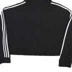 ADIDAS Womens Black Cropped Hoodie UK 12 Cotton Blend Casual Sports Sweatshirt