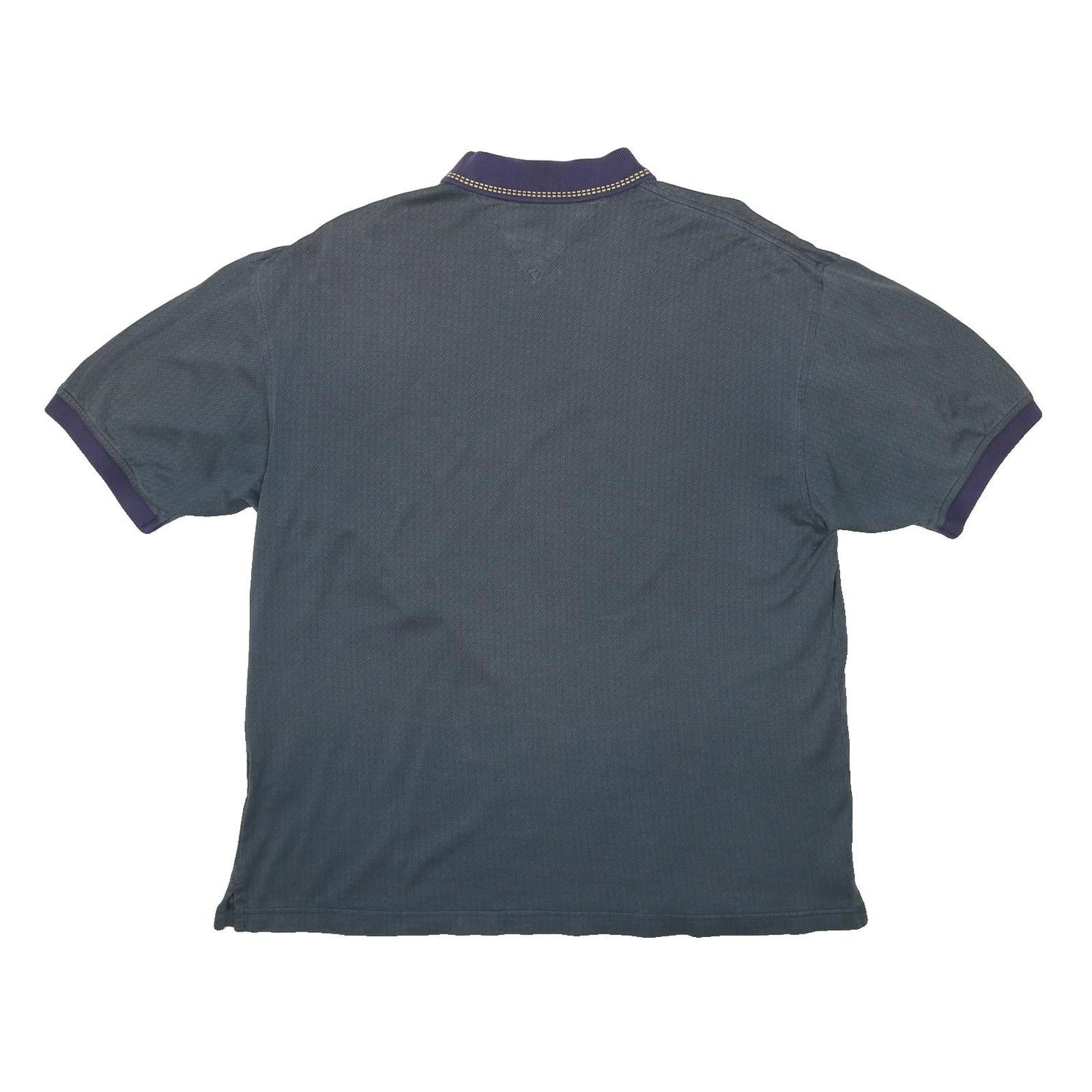 TOMMY HILFIGER Mens Blue Short Sleeve Plain L Cotton Polo Shirt Classic