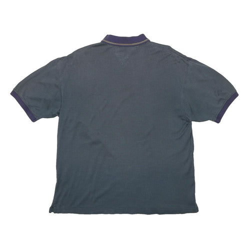 TOMMY HILFIGER Mens Blue Short Sleeve Plain L Cotton Polo Shirt Classic