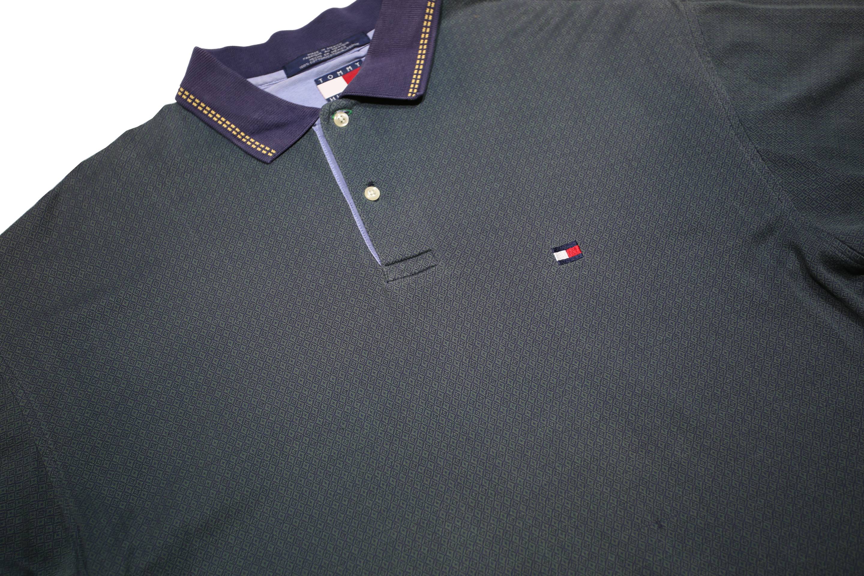 TOMMY HILFIGER Mens Blue Short Sleeve Plain L Cotton Polo Shirt Classic