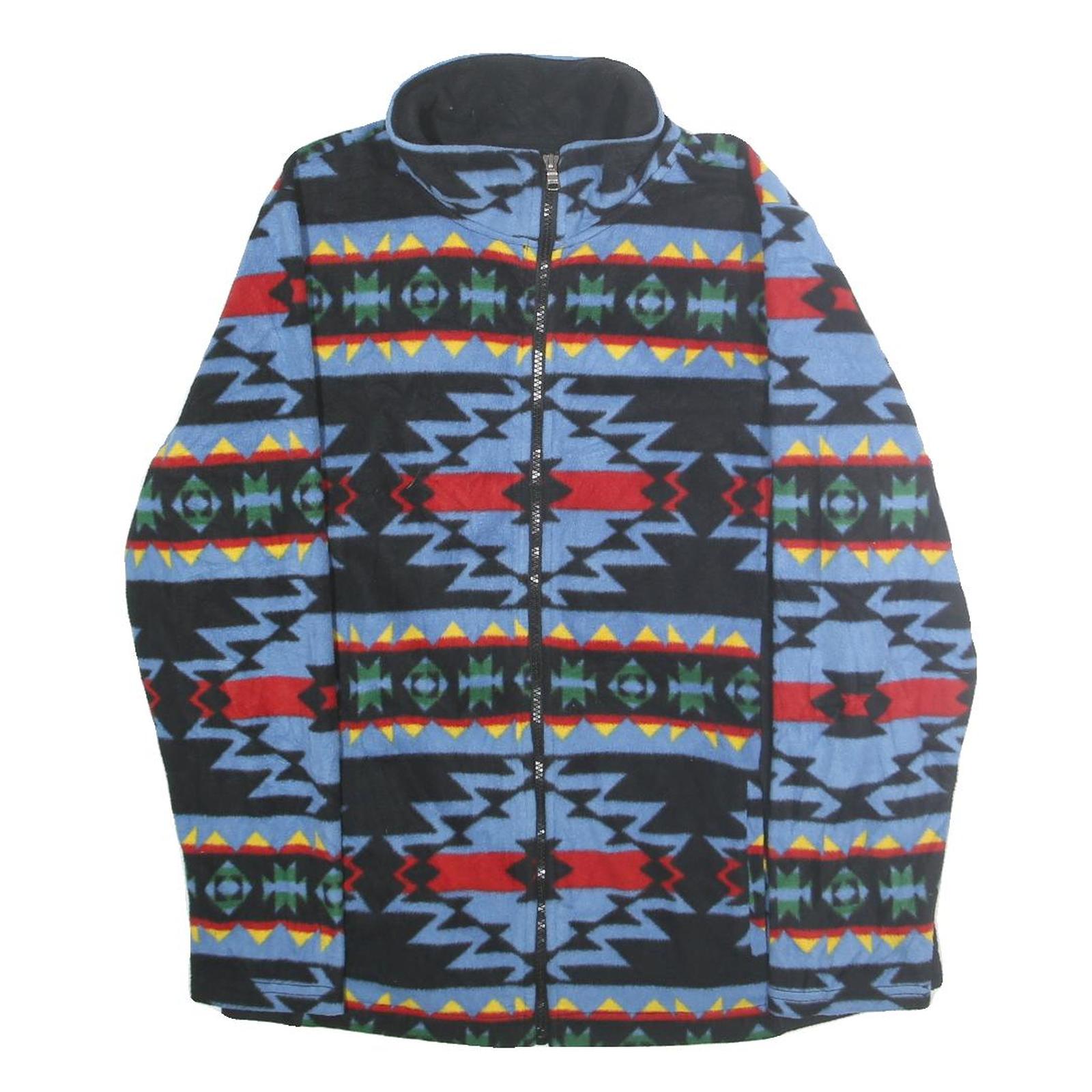 CHAPS Womens Blue Black Red Printed Polyester Jacket XL Zip Outerwear