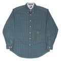 TOMMY HILFIGER Mens Green & Blue Check Shirt XL Cotton Blend Long Sleeve Button