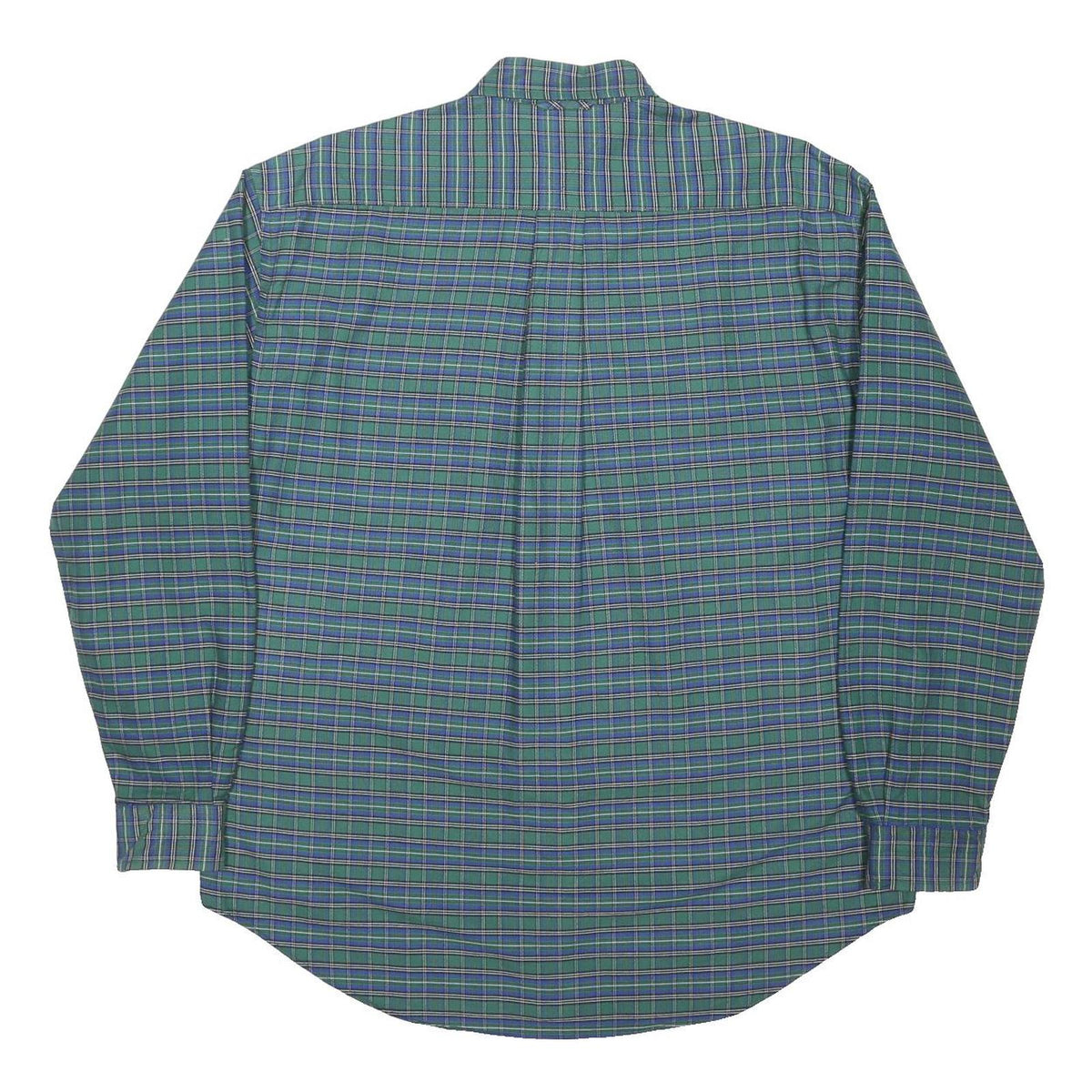 TOMMY HILFIGER Mens Green & Blue Check Shirt XL Cotton Blend Long Sleeve Button