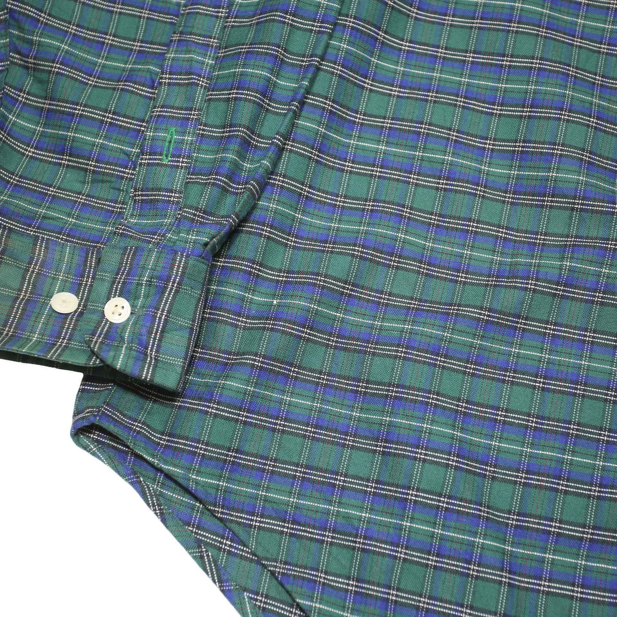 TOMMY HILFIGER Mens Green & Blue Check Shirt XL Cotton Blend Long Sleeve Button