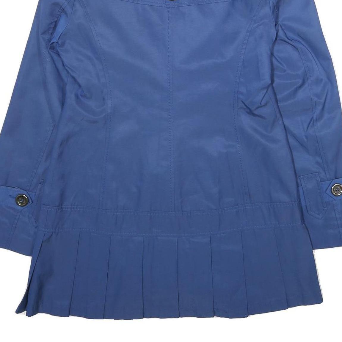 GUESS Womens Blue Button Cotton Blend Pleated Jacket S Stylish Classic Outerwear