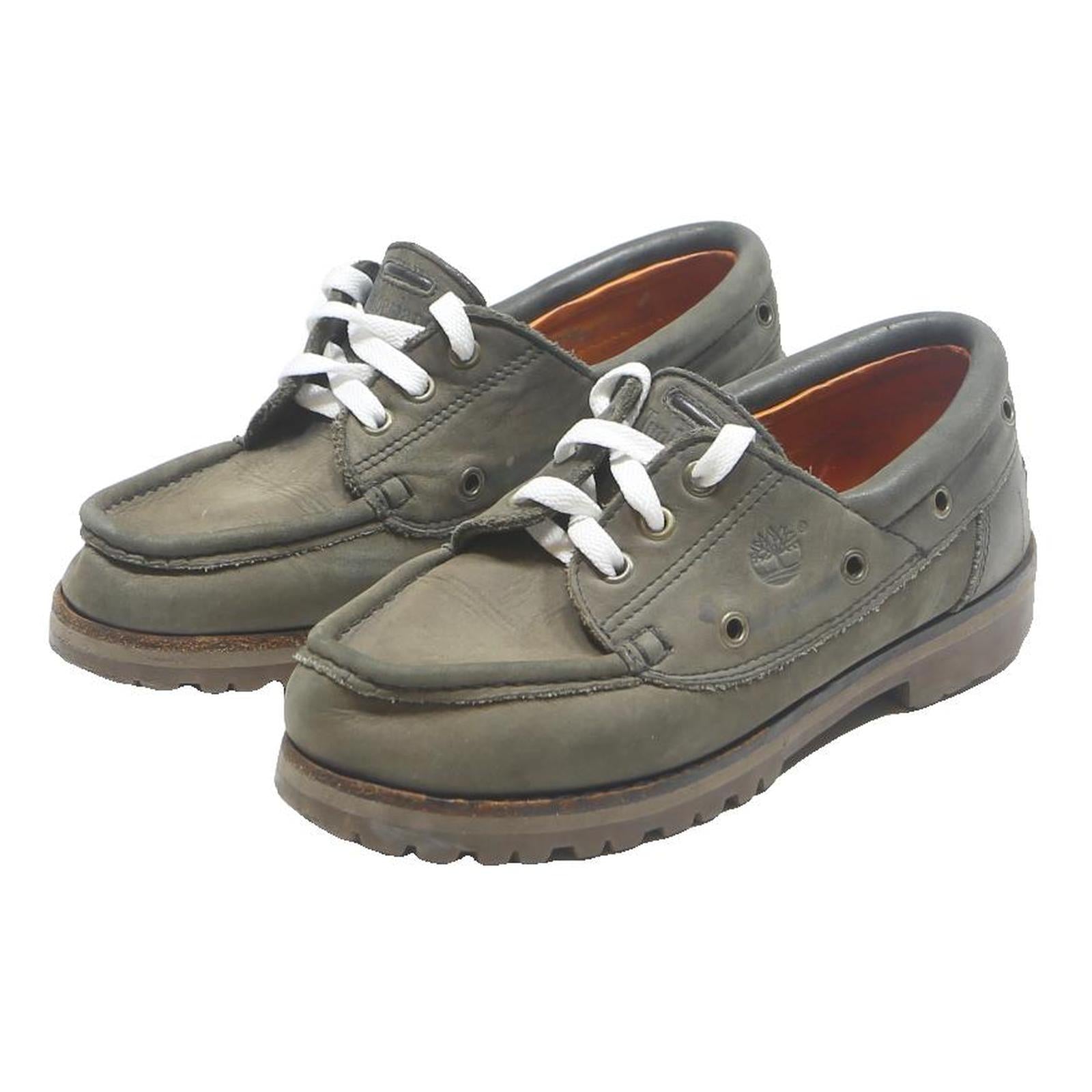 TIMBERLAND Classic Womens Boat Shoes Leather UK 6 Grey Casual Deck Style