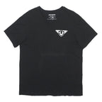 TRUE RELIGION Mens Black Graphic T-Shirt L Short Sleeve V-Neck Printed Logo