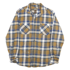 SCHMIDT Mens Brown & Blue Check Shirt L Long Sleeve Cotton Blend Casual