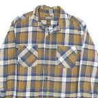 SCHMIDT Mens Brown & Blue Check Shirt L Long Sleeve Cotton Blend Casual