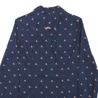 TOMMY HILFIGER Womens Navy Blue Sailboat Print Shirt S Cotton Blend Casual