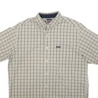 CHAPS RALPH LAUREN Mens Beige Checked Short Sleeve Shirt L Casual Cotton