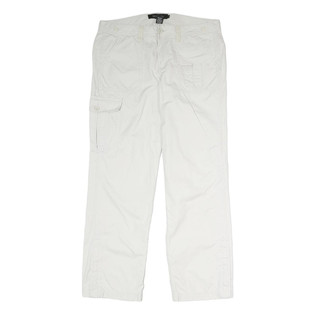 CALVIN KLEIN JEANS Mens Cotton White Casual Regular Fit Straight Leg Trousers