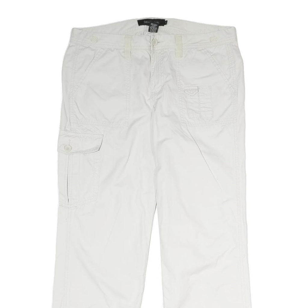CALVIN KLEIN JEANS Mens Cotton White Casual Regular Fit Straight Leg Trousers