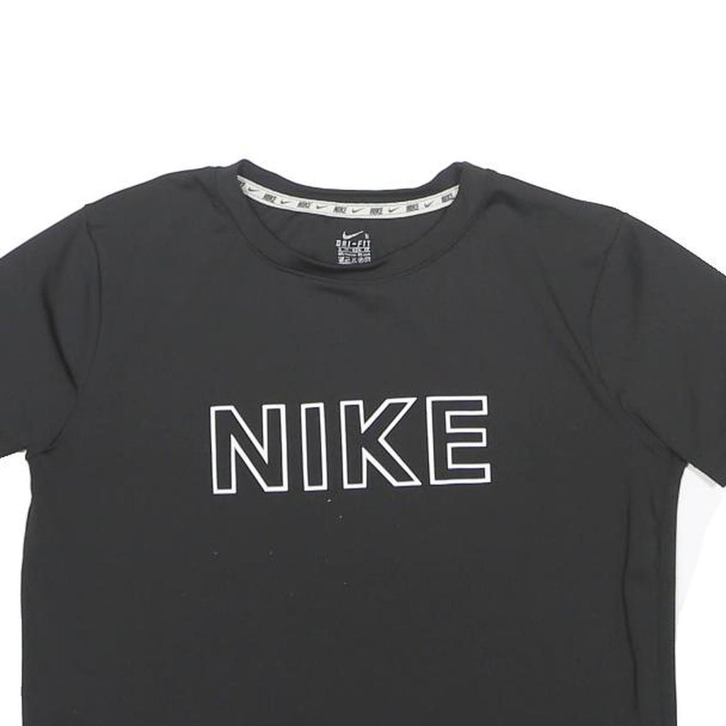 NIKE Womens Black Logo Print T-Shirt S Short Sleeve Crew Neck Sports Casual
