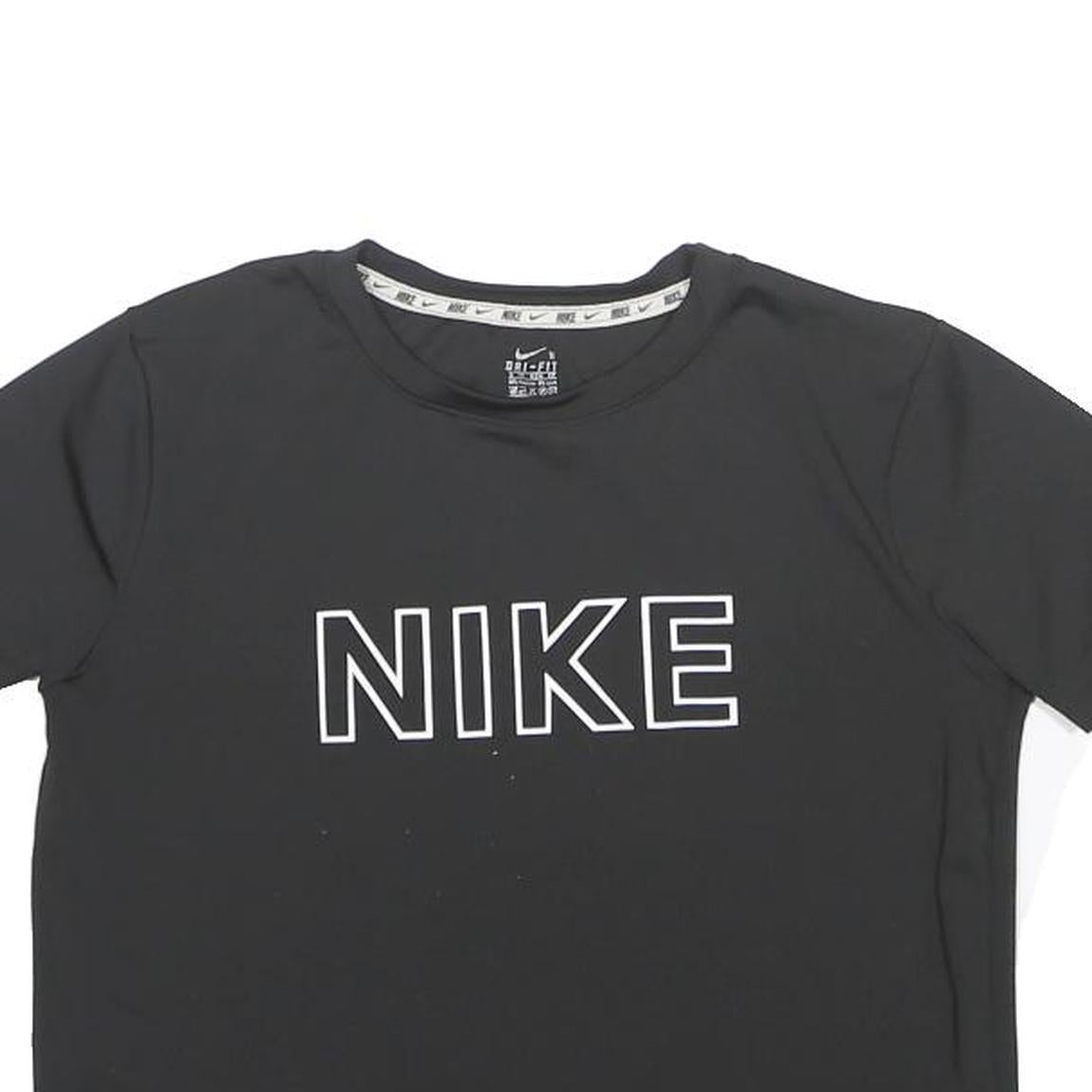 NIKE Womens Black Logo Print T-Shirt S Short Sleeve Crew Neck Sports Casual