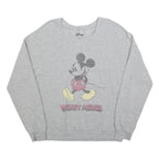 DISNEY Womens Grey Mickey Mouse Crew Neck 2XL Cotton Blend Sweatshirt Pullover