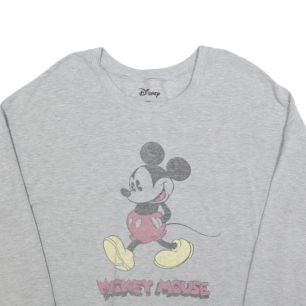 DISNEY Womens Grey Mickey Mouse Crew Neck 2XL Cotton Blend Sweatshirt Pullover