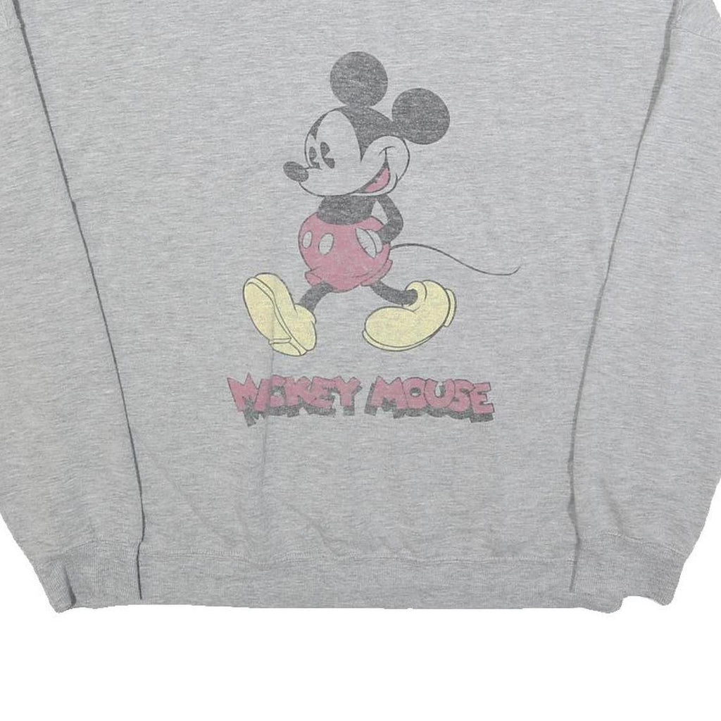 DISNEY Womens Grey Mickey Mouse Crew Neck 2XL Cotton Blend Sweatshirt Pullover