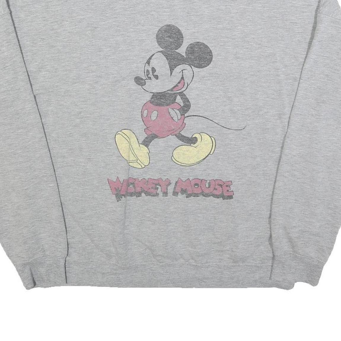 DISNEY Womens Grey Mickey Mouse Crew Neck 2XL Cotton Blend Sweatshirt Pullover