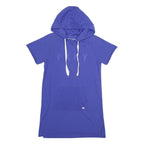 DKNY Womens Blue Hoodie Dress Cotton Blend Short Sleeve XS Casual Everyday