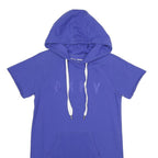 DKNY Womens Blue Hoodie Dress Cotton Blend Short Sleeve XS Casual Everyday