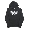 REEBOK Mens Black Hoodie M Cotton Blend Pullover Logo Print Casual