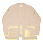 WHITE STUFF Womens Patterned Cardigan Beige Striped Tight Knit UK 10