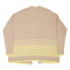 WHITE STUFF Womens Patterned Cardigan Beige Striped Tight Knit UK 10
