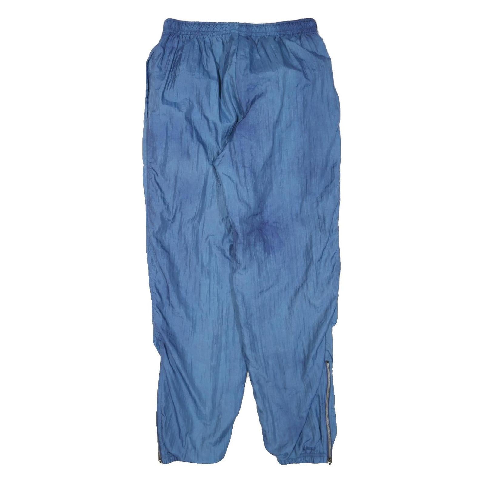 Mens Joggers Blue L W30 L32 Polyester Blend Relaxed Tapered Zip Hem