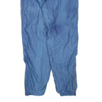 Mens Joggers Blue L W30 L32 Polyester Blend Relaxed Tapered Zip Hem